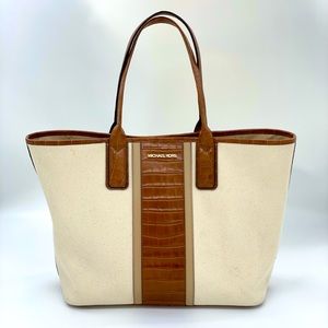 Michael Kors Large Two-Tone Canvas & Leather Tote